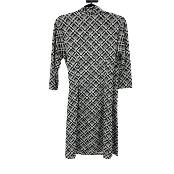 J. McLaughlin Dress Womens Medium Faux Wrap Black Gray Catalina Cloth - Picture 2 of 4